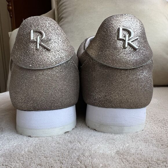 Donna Karan Tez Metallic Pewter Bronze Sneakers Women 6 M Lace Up Casual - Picture 9 of 15